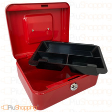 CASSETTA DI SICUREZZA PORTAVALORI CON VASSOIO PORTAMONETE E 2 CHIAVI cm 20x16