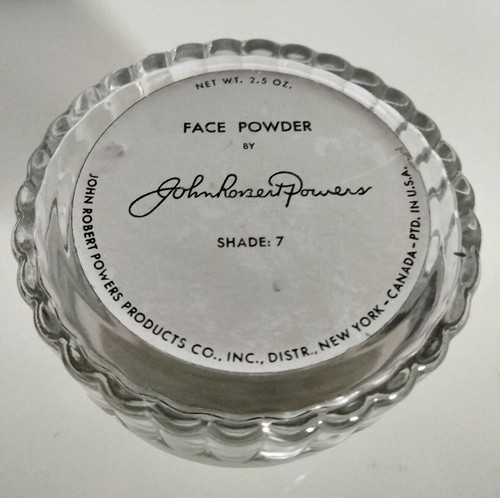 VTG 50's "John Robert Powers" Face Powder Shade 7 Glass/Silver Lid Vanity Jar - Picture 2 of 6