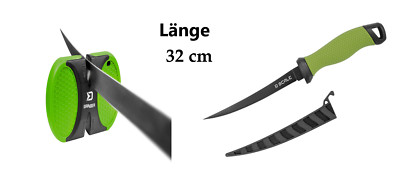 Filetiermesser Set mit Messerschärfer Fischmesser Anglermesser Rostfrei