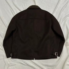 Vintage B-3 Style Faux Leather Shearling Jacket, Deep Brown, Size 100