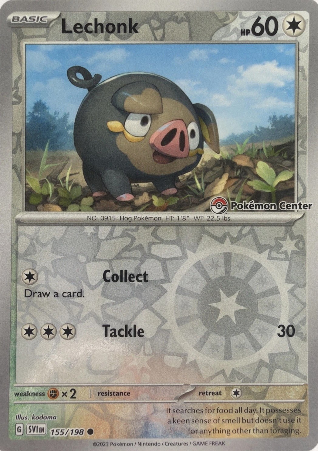 LECHONK 155/198 SCARLET & VIOLET POKEMON CENTER EXCLUSIVE (STAMPED, NM)