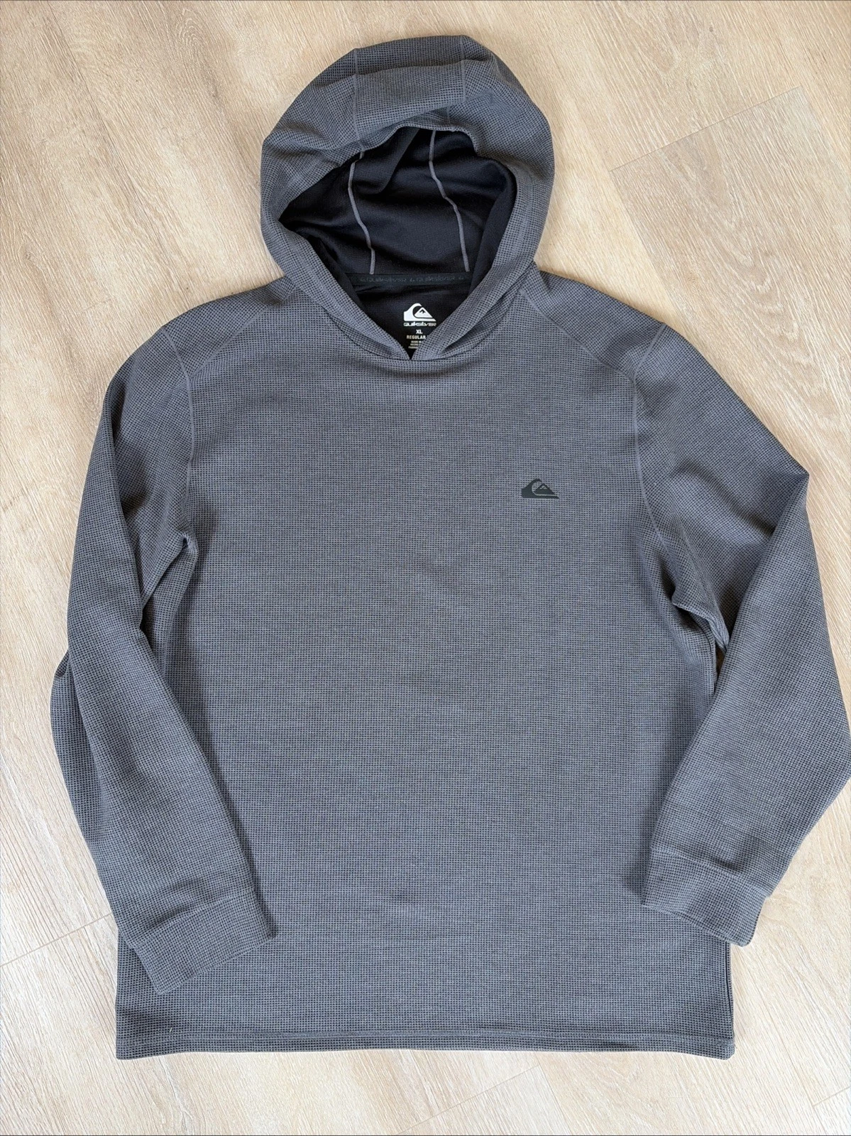 Quiksilver DryFlight Knit Hoodie Longsleeve XL Gray Waffle Knit Surf EUC