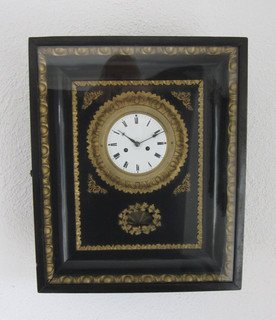 Wiener Rahmenuhr Biedermeier schwarz ca. 1860