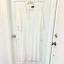 Lulus M/L White Ethereal Midi Swimsuit Coverup Dress Seas the Opportunity *FLAW*