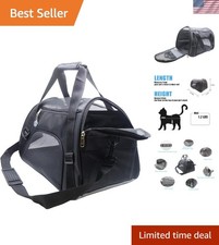 Airline Approved Soft-Sided Pet Carrier for Cats  Small Dogs - Medium Black