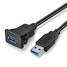 URWOOW 1M USB3.0 Square Flush Mount - Extension Panel Cable, 3 feet, Black