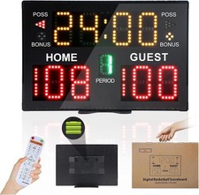 Basketball Scoreboard with Timer Clock, Digital Scoreboard with Remote, Portable