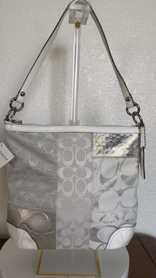 Coach Y2K Patchwork Metallic Silver White Shoulder Bag 13496 | eBay