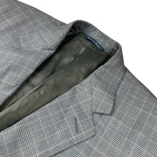 Canali Men  s 100 Wool 2-Button Blazer Blue Plaid   Italy   46R US