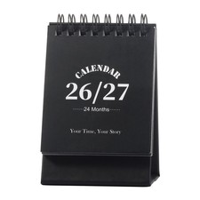 Small Desk Calendar 2026-2027, Jan 2026-Dec 2027, 3" x 4.8"(Black) Black