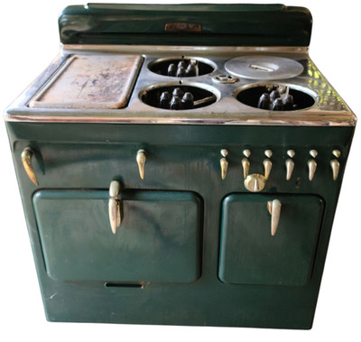 Beautiful Antique Chambers Gas Stove   GORGEOUS FOREST GREEN   WORKS