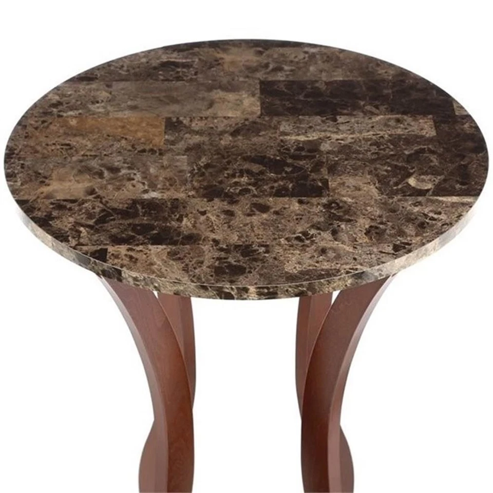 Soporte de planta superior de mármol sintético redondo Elton marrón Foto 4 de 4