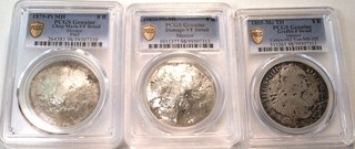Lot (3) PCGS 8R Chop Marks Silver Mexico 8 Reales 1879 Pi 1833 1895 ML 1805 Mo