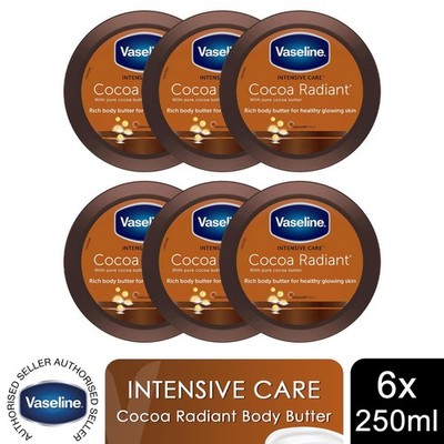 Vaseline Jelly Intensive Care Cocoa Radiant Moisture Rich Body Butter 250ml, 6er Pack