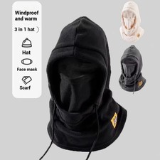 Winter Riding Hat with Mask Neck Warmer, 3-in-1 Windproof Balaclava