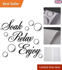 Unique Tyopgraphic Bathroom Wall Decal - Soak Relax Enjoy - Vinyl & Waterproof