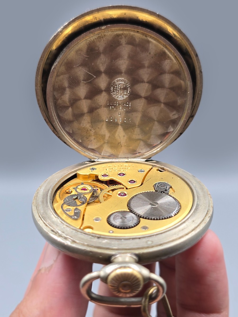 Zenith Swiss Pocket Watch 1920s 17 Jewels Manual Wind Enamel Dial