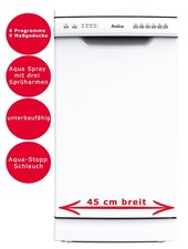 Amica Geschirrspüler 45cm unterbaufähig Aqua Stop Halbbeladung Spülmaschine Weiß