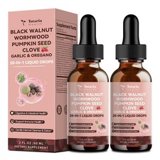 Totaria 2-Pack 20-in-1 Black Walnut Wormwood Tincture - Clove Pumpkin Seed Garli