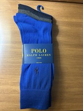 NEW POLO RALPH LAUREN MEN 3 PACK SOCKS Blue Grey Black DRESS Back School 10-13