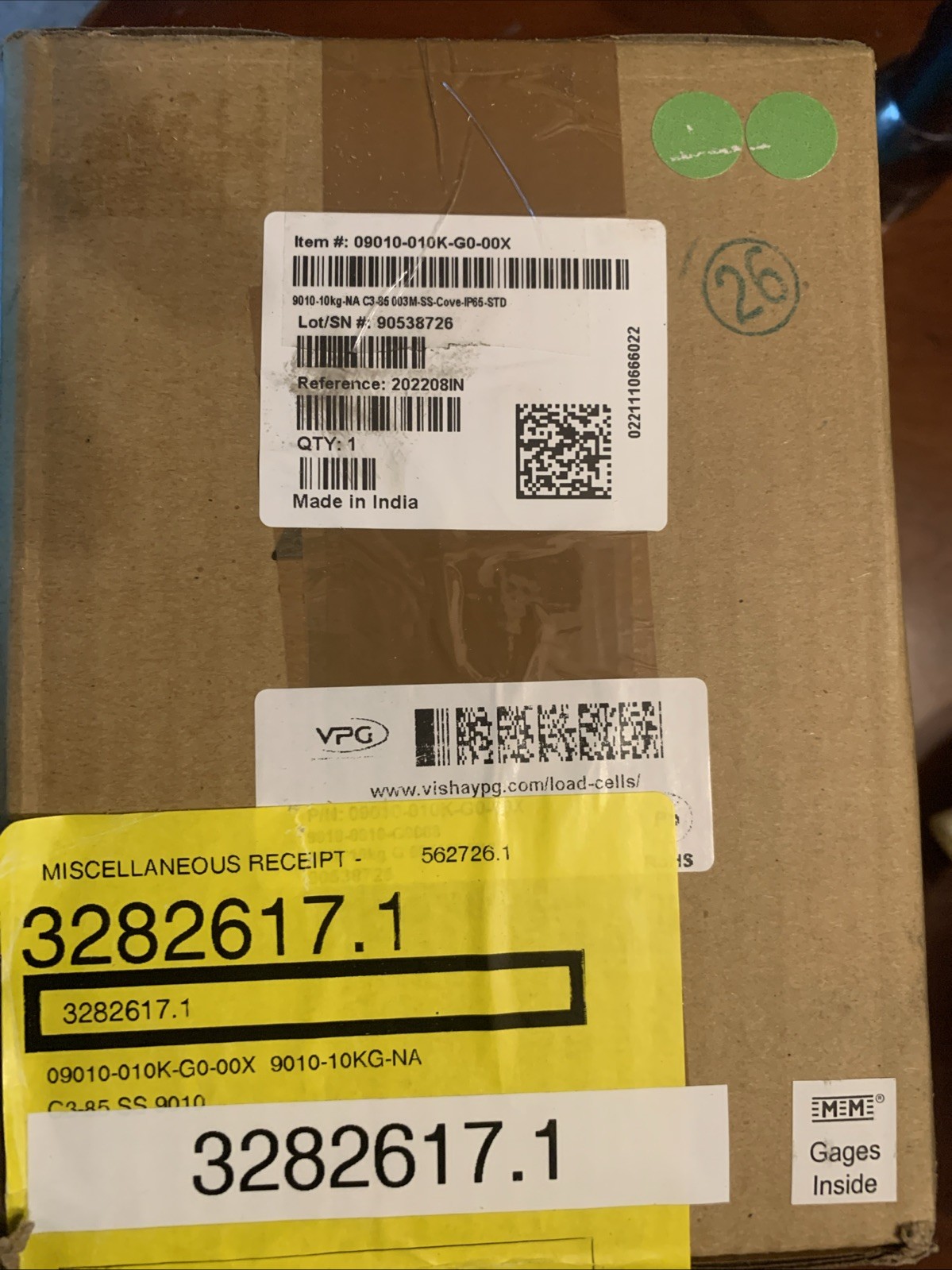 Vishay VPG Transducers 9010 Stainless Steel Load Cell 10kg 09010-010K-G0-00X