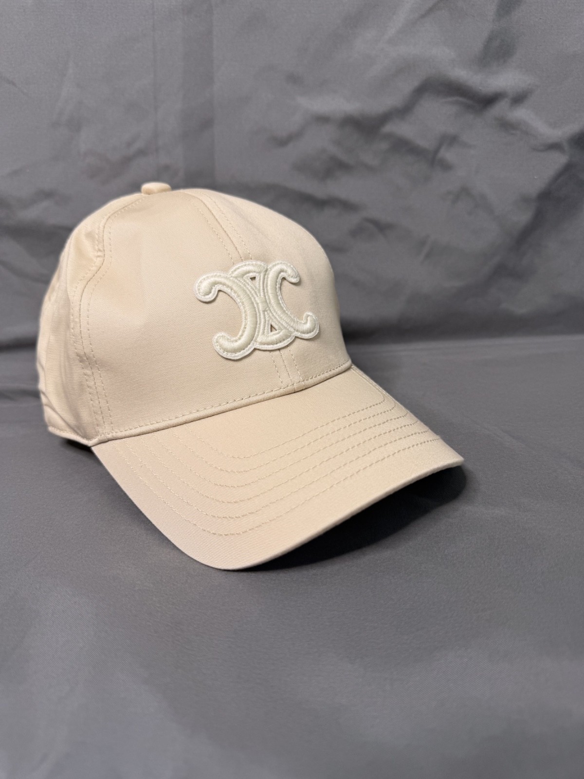 CELINE Paris Triomphe Adjustable Baseball Cap Beige Size Medium Women's image 2