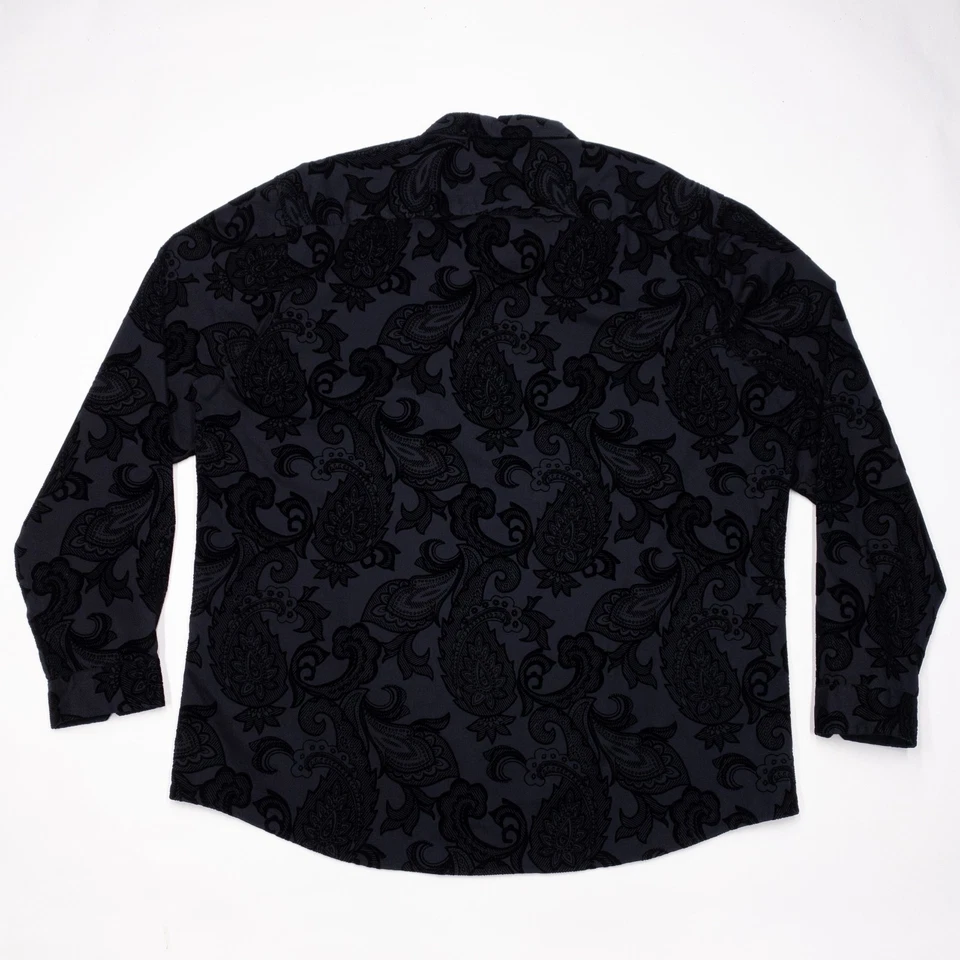 Camisa de cachemira INC International Concepts para hombre 2XL de terciopelo flocado texturizado negra Foto 3 de 4