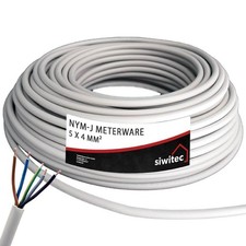 NYM-J Stromkabel Feuchtraumkabel 5x4 mm² Mantelleitung 1-100 m NYM Elektrokabel