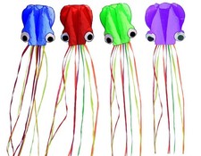 Set of 4 Large 157.5" High Cartoon Big Round Eyes Octopus Kites with Colorful...