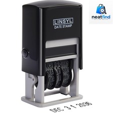 Self-Inking Date Stamp with Built-in Black Ink Pad 12- Adjustable Date Stam...