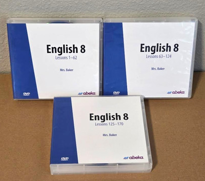 Abeka DVD Set ENGLISH 8 Lessons 1-170 Mrs. Baker Homeschool 8th Grade 2019