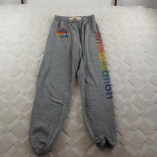 Aviator Nation Sweatpants Heather Gray Womens Large Rainbow Stripe Graphic
