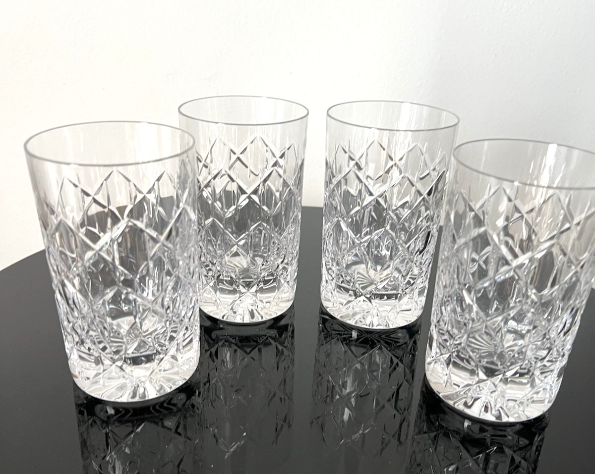 Tiffany & Co Grenada Crystal Highball Glasses Set 4 QUALITY Signed Must SEE VTG