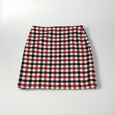 NEW Talbots Women's Red White Black Buffalo Plaid Wool Blend Pencil Skirt 10