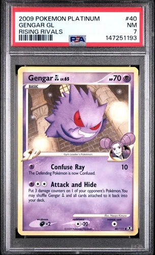 2009 POKEMON PLATINUM RISING RIVALS #40 GENGAR GL PSA 7