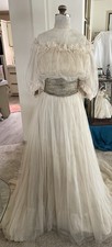Early 1900 Wedding Dress, 3 Piece, Top, Skirt, Full Slip. Long Train