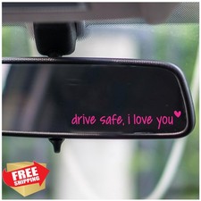 2X I Love You Drive Safe Rear View Mirror Sticker Pink Car Decal Women