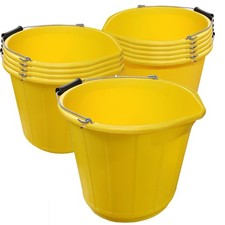 14L Builders Bucket Plastic Heavy Duty Storage Home Kitchen Garden Yellow UK