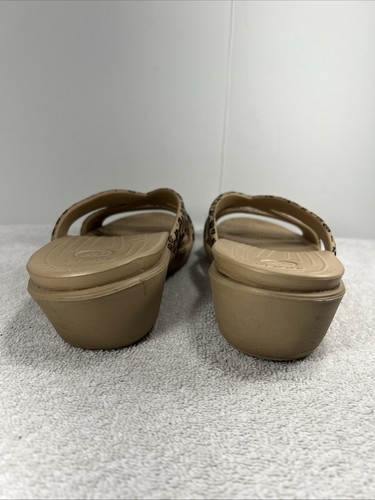 Crocs Patricia II Leopard Cheetah Print Wedge Strappy Slides Sandals Size 8 - Picture 4 of 12