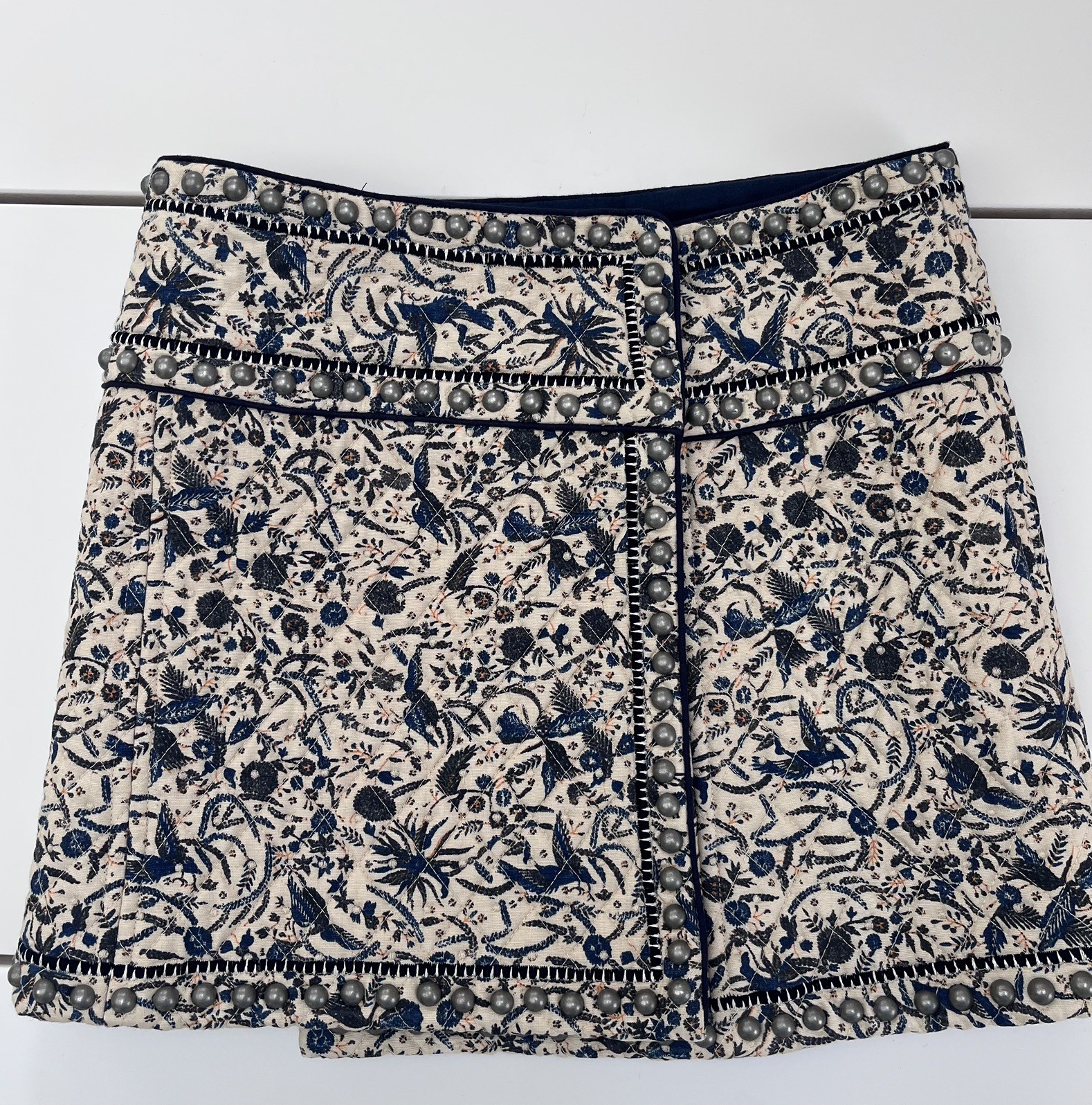 Isabel Marant Etoile Women's Quilted Studded Wrap Miniskirt French Size 34