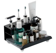 Black Quick Drying Electric Toothbrush Holder 4 Slots, Metal Bathroom Countertop