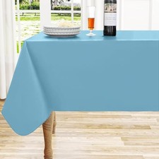 Rectangle Vinyl Tablecloth, Waterproof 84" x 60" Rectangular 1 Aquamarine