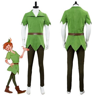 Peter Pan Cosplay Disfraz Conjunto Halloween Traje Verde Vestido Uniforme Hombres