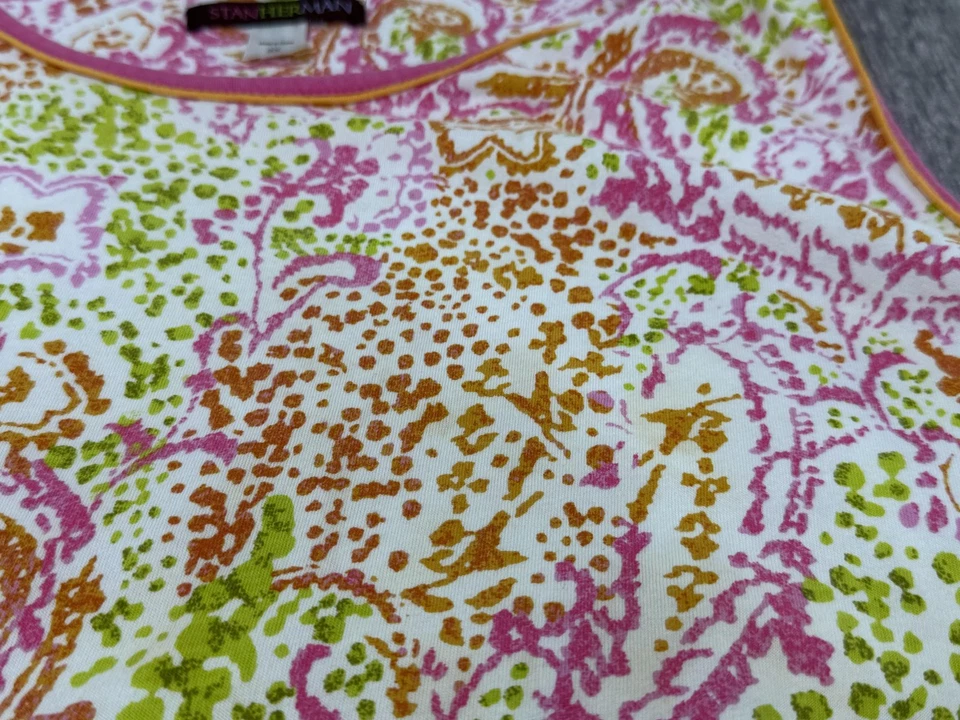 Vestido Stan Herman para mujer 3X rosa verde cachemira sin mangas algodón línea A salón Foto 4 de 4