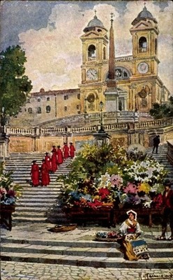Künstler Ak Rom Lazio Italien, Trinita dei Monti - 4978531