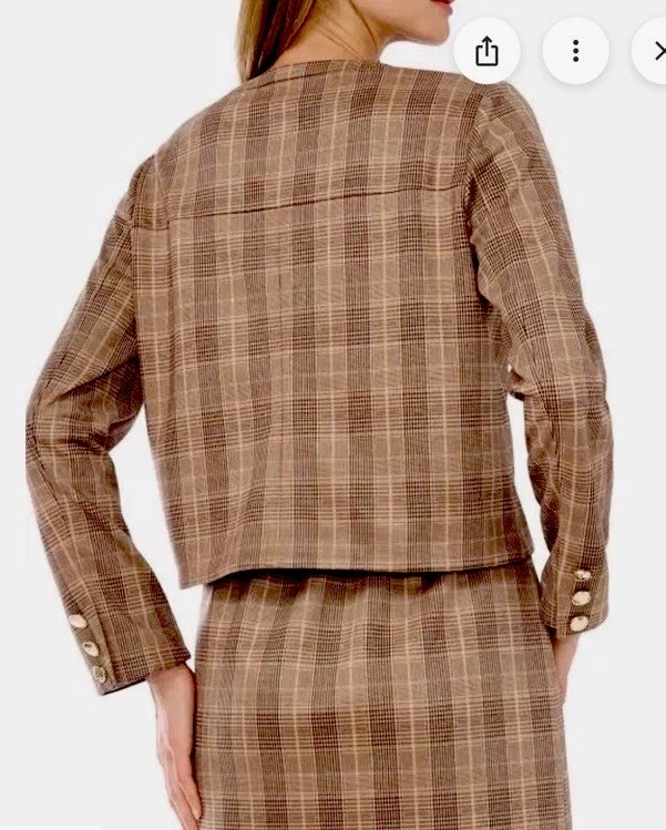 Ted Baker, NUEVO CON ETIQUETAS $325, chaqueta a cuadros con mejillas para mujer, talla M Foto 2 de 4