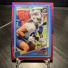 TJ Sanders 2025 Panini Donruss #351 Optic Preview Pink Prizm RC Buffalo Bills 🦬