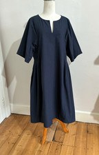 Toast Navy Dress 14 Chest 40in Cotton Poplin Notch Neck