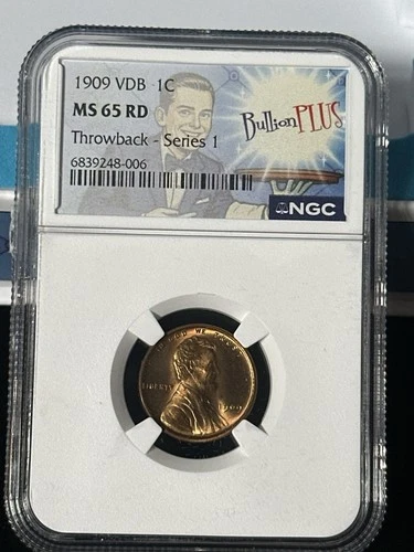 1909 VDB Lincoln Cent MS65 RD NGC BullionPlus Throwback Series 1
