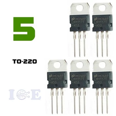 5pcs LM1117T-ADJ Adjustable Voltage Regulator NSC IC LDO Adjustable 0.8A TO-220 - Image 1 of 3